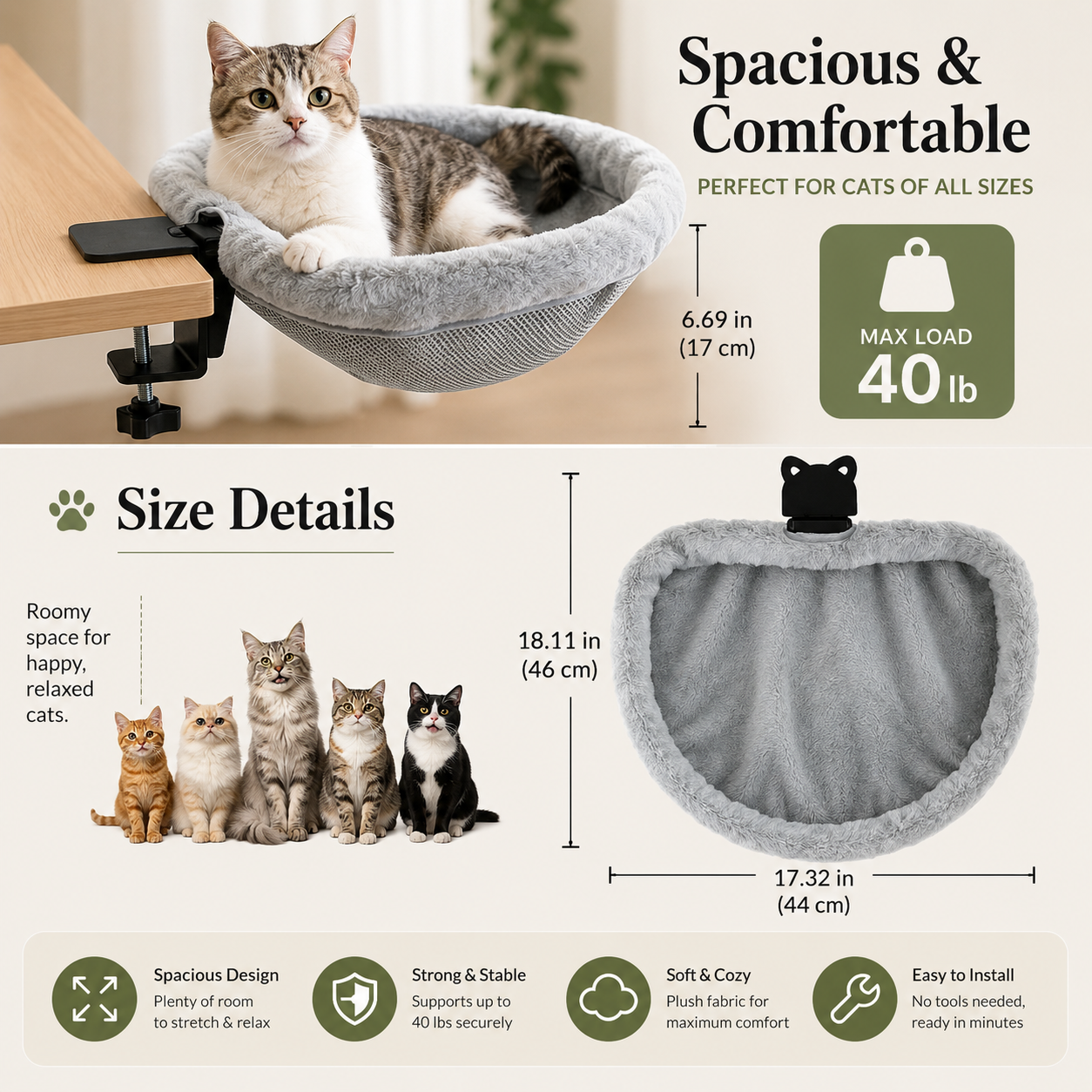 Foldable Cat Desk Bed